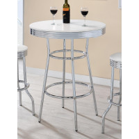 Coaster Furniture 2300 Round Bar Table Chrome and Glossy White